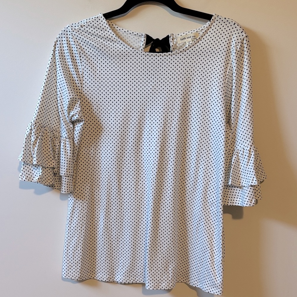 Monteau Black and White Polka Dot Blouse